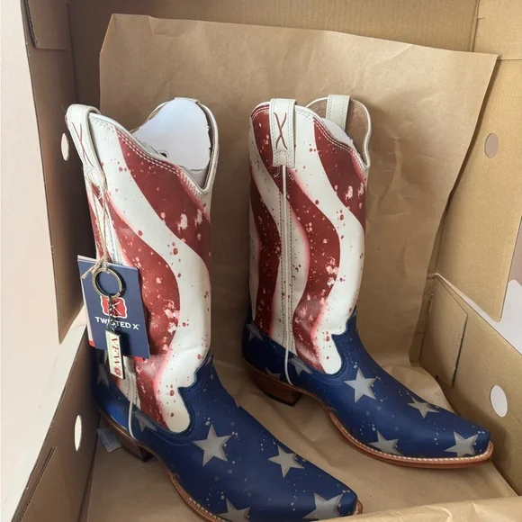 TWISTED X Leather American Flag Stepping Out Western Boot. Size: 9 - Picture 3 of 10
